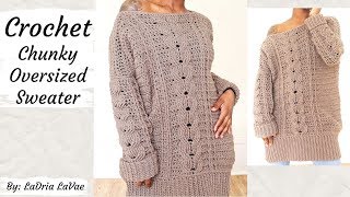 Crochet Oversized Cable Sweater [upl. by Enellij]