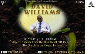 Elder David Williams  Celebrating 103 Years  Sabbath Service  Whitehall Avenue SDA Church [upl. by Nosaj364]