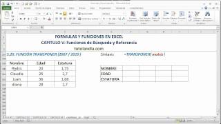 520 Función Transponer Fórmulas y Funciones en Excel [upl. by Llerrac412]