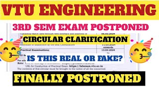 VTU ENGINEERING 3RD SEM POSTPONED CIRCULAR CLARIFICATIONvtuexams vtuengineering exampostponed [upl. by Enoryt]