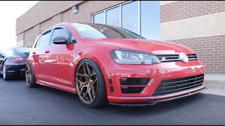 Bagged VW MK7 Golf R on 19in wheels Rohana RFX11 19x95 [upl. by Naujuj]