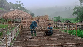 Feed the chickens build trellises for tomatoes weed the pond banks and feed the fish [upl. by Ainniz]