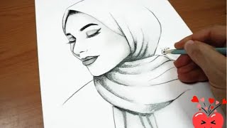 dessin facile  comment dessiner une fille avec le hijab  dessin kawaii  dessins facile [upl. by Nelyt]