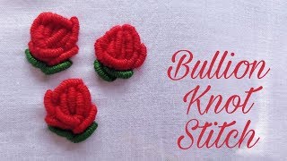 Bullion Knot Stitch Rose Hand Embroidery Work [upl. by Fablan]