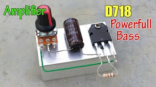 DIY Transistor D718 Amplifier Circuit 12V with Volume Control  Powefull Bass [upl. by Dugaid844]