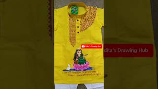 hand painted panjabi design panjabi art shorts viral painting shortsfeed [upl. by Josy]