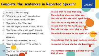 Reported Speech  Exercises [upl. by Winola]