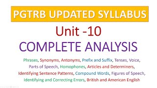 PGTRB UNIT  10 COMPLETE ANALYSIS pgtrb pgtrbenglish ugtrb trb pgtrbsyllabus [upl. by Nahk]