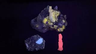 Mineral specimens minerals’ fluorescence under UV shortwave [upl. by Aziaf]