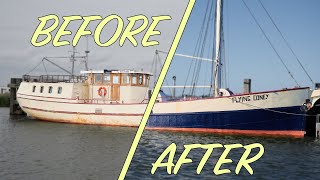 We Bought an Abandoned SAILING SHIP One Year Of Boat Renovation in 15 Minutes [upl. by Nalahs]