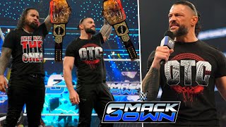 Roman Reigns And Jimmy Uso Challenge The Bloodline For WWE Tag Team Championships On SmackDown 2024 [upl. by Nesmat574]