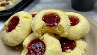 Raspberry Thumbprint Cookies  Hallongrottor  Cook with Zahen [upl. by Duahsar107]