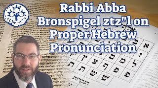 Rabbi Abba Bronspigel ztzquotl on Proper Hebrew Pronunciation [upl. by Thielen]