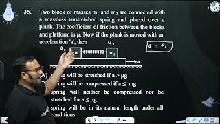 Two block of masses m1 and m2 are connected with a massless unstretched spring and placed over a [upl. by Reppep773]