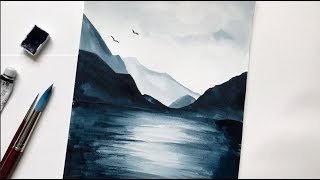 Mountain amp Lake Watercolor Tutorial Step by Step Easy [upl. by Aramaj975]