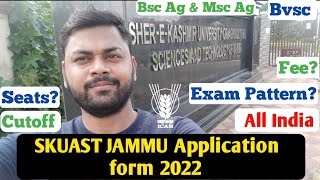 SKUAST JAMMU 2022 Application form  UGPG  Exam PatternFeeSeatsCutoff  krishi Kranti [upl. by Enerahs]