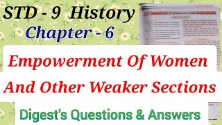 Std 9 History Lesson 6 Empowerment of Women and other Weaker Sections Digests Workbook Answers [upl. by Desai]