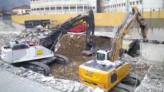 DEMOLIZIONE con VOLVO 480 EHR carro allargabile amp LIEBHERR 924 [upl. by Ardenia]