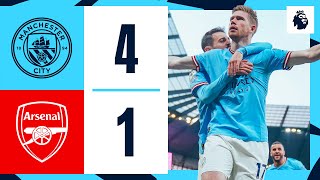 HIGHLIGHTS Man City 41 Arsenal  De Bruyne 2 Stones Haaland Goals  Premier League [upl. by Sidoon]