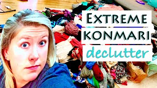 Extreme Konmari Method Decluttering  Closet amp Clothing Declutter [upl. by Nywra]