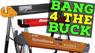 Best Bang for the Buck Sawhorse Buyers Guide Quick Fold Steel Sawhorse [upl. by Melak]