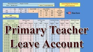 Primary Teachers Leave Register Excel Sheet [upl. by Inacana]