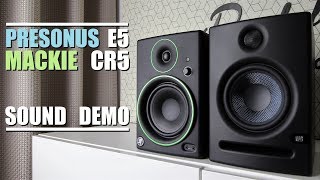 Mackie CR5 BT vs Presonus Eris E5  Sound Demo w Bass Test [upl. by Mallen]