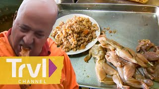 Crickets and Stuffed Frog in the Philippines  Bizarre Foods with Andrew Zimmern  Travel Channel [upl. by Amo]