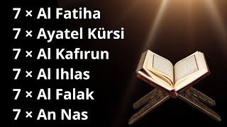 7 Fatiha 7 Ayetel Kürsi 7 İhlas 7 Felak 7 Nas Kuranı Kerim Rukye [upl. by Darbee]