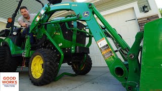 HOW TO REMOVE AND REINSTALL A JOHN DEERE FRONT END LOADER 🚜 [upl. by Anpas171]