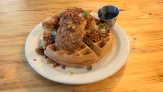 MARIA’S BRUNCH chickenandwaffles mukbang foodcritic tastereview foodreview foodie MiaJaNet [upl. by Atihana]