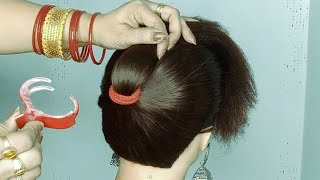 Easy Beautiful Juda Hairstyle  cute bun hairstyles F wedding for long hair done by Peehu Hairstyle [upl. by Akihsat]