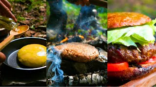 Best burger recipe ever  cooking smoked burgers on stone [upl. by Niliac]