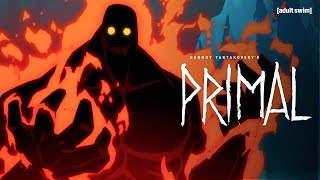 Genndy Tartakovskys Primal  S2E7 Sneak Peek On The Hunt For Spear Fang and Mira  adult swim [upl. by Drofwarc]