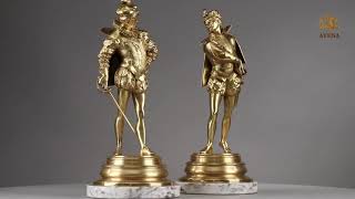 TWO BRONZE SCULPTURES BY AUGUSTE LOUIS LALOUETTE quotLES DUELLISTESquot [upl. by Ettelliw]