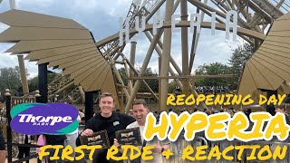 HYPERIA Reopening Day  First Ride amp Reaction  Thorpe Park Resort UK [upl. by Ck569]