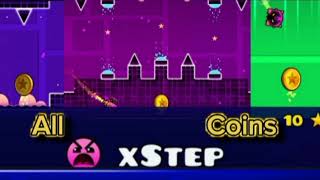 😈تختيم المرحلة العاشرة مع اماكن النقود  Geometry Dash Lite XStep All Coins😈 [upl. by Haeluj]