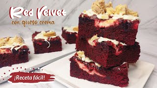 quotReceta Fácil Brownie Red Velvet con Queso Crema  The Chamos Cakequot [upl. by Lliw]