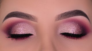 Rose Gold Glitter Eye Makeup Tutorial  Tati Beauty Palette [upl. by Ehsrop]