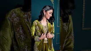 Olive Green Velvet Fusion Wear Indow Western Craft  Emiraas By Indrani [upl. by Ingamar]