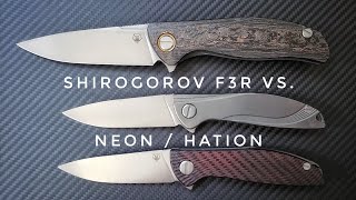 Shirogorov F3R vs NeOn  HatiOn Knife Comparison [upl. by Nashoma]