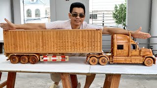 Wood Carving  Super Truck International Lonestar  Woodworking Art [upl. by Xela]