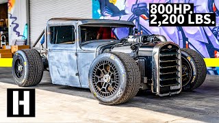 800hp Coyote Powered Hot Rod on LeMans Wheels Mike Burroughs Ford Model A truck [upl. by Mw346]