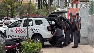 Tentativa de roubo seguida de sequestro com reféns mobiliza polícia em Santos SP [upl. by Oitaroh334]