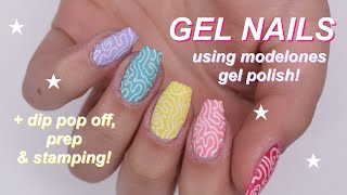 GEL nails using MODELONES gel polish  stamping design [upl. by Lower486]