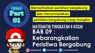 PART 1Matematik Tingkatan 4 BAB 9 KSSM Memerihal menyenaraikan kebarangkalian peristiwa bergabung [upl. by Drofnas]