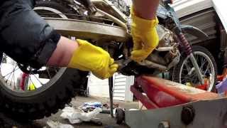 KLR250 Suspension links shortened to raise back end with KLR650 shock [upl. by Rehpotisrhc]