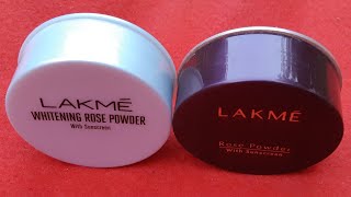 Lakme rose powder with sunscreen vs Lakme whitening Rose Powder with sunscreen review loose powder [upl. by Sverre]