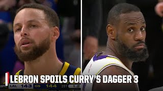 LeBron James SPOILS Stephen Currys supposed dagger in 2OT 😱 Lakers win 😤  NBA on ESPN [upl. by Nauhs941]