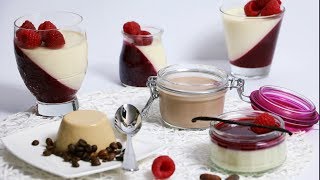 Panna cotta Grundrezept und Variationen  klassisch schokoladig mit Kaffee  Panna cotta recipe [upl. by Bond]